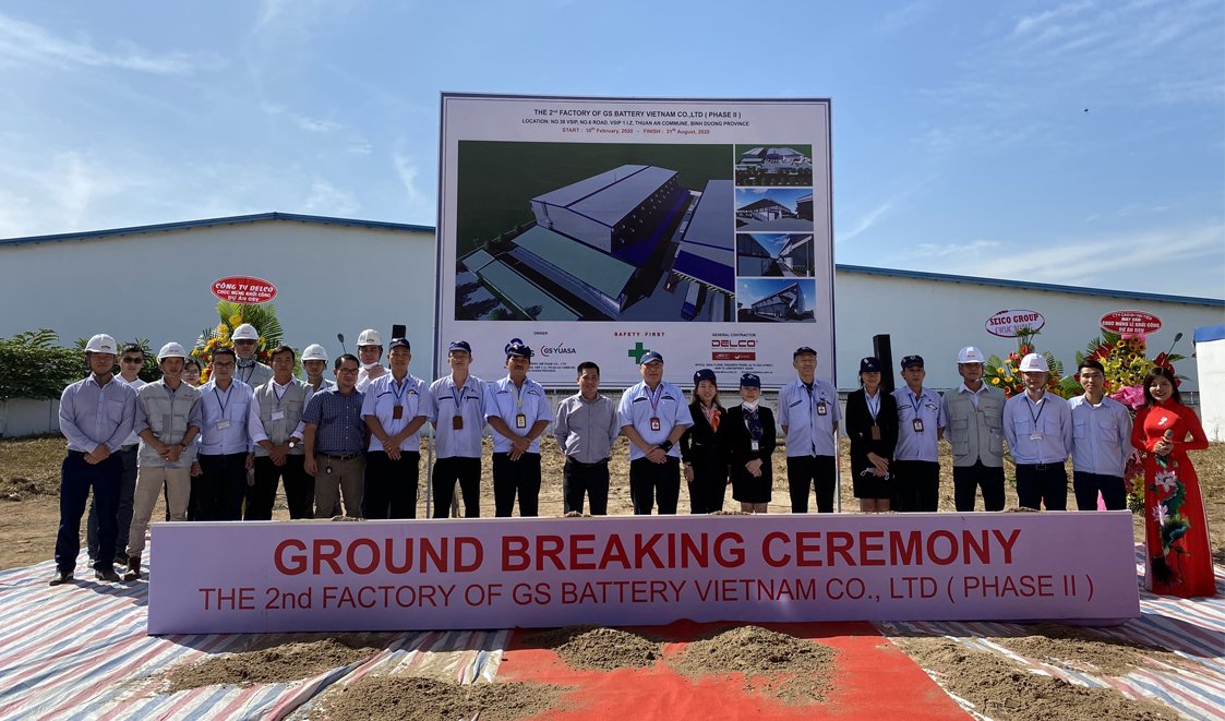 Ắc quy GS tổ chức lễ động thổ xây dựng mở rộng diện tích nhà máy sản xuất thứ hai tại Bình Dương